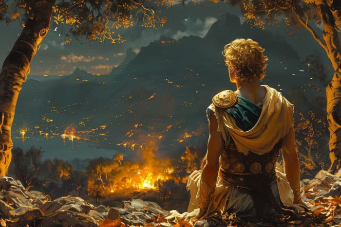 Una ilustración/retrato clásico del dios griego Apolo